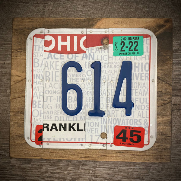 Ohio area code 614 license plate sign