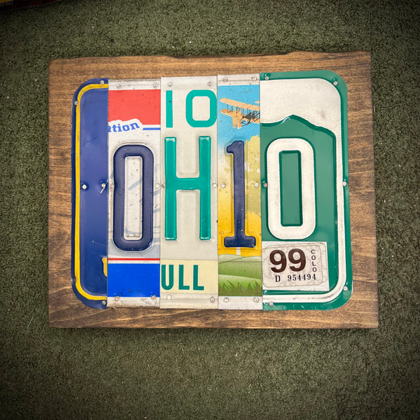 Ohio License Plate Sign (version 99 White)