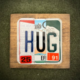 Hug License Plate Sign (version 92 red)