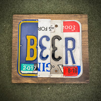 Beer License Plate Sign (version 8-10 pink)