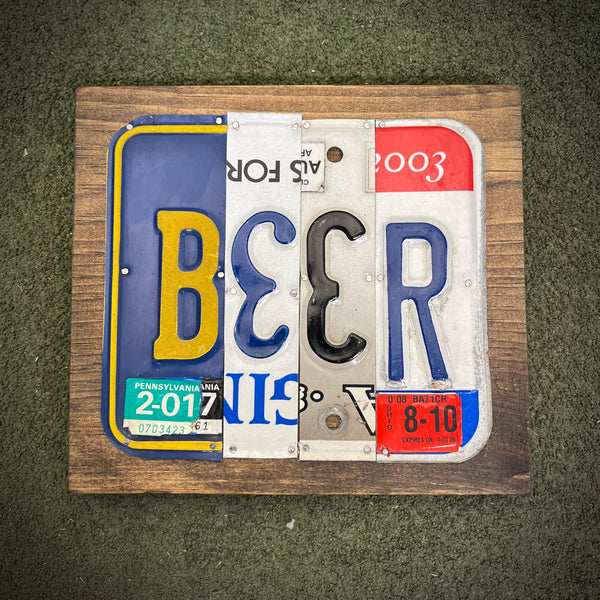Beer License Plate Sign (version 8-10 pink)