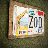I Love the Zoo License Plate Sign (version giraffe white 1-16)