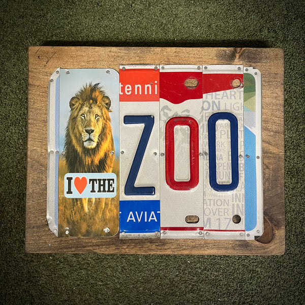 I Love the Zoo License Plate Sign (version Ohio Lion)