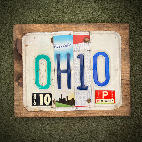 Ohio License Plate Sign (version P RED)