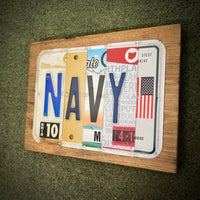 Navy License Plate Sign Pink (version 4-1 pink)