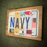 Navy License Plate Sign Pink (version 4-1 pink)