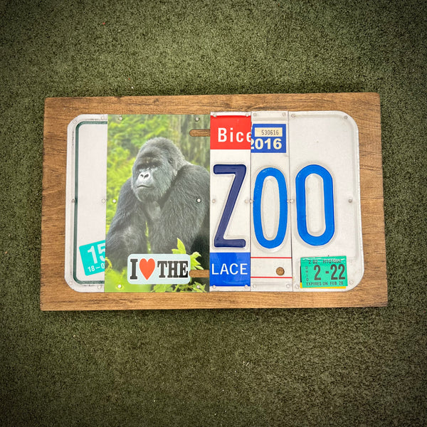 I Love the Zoo License Plate Sign (version gorilla green 2-22)