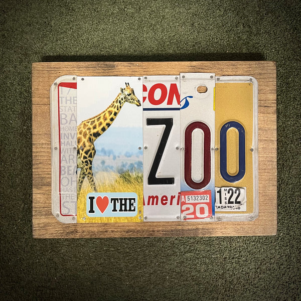 I Love the Zoo License Plate Sign (version Giraffe 20 1-22)
