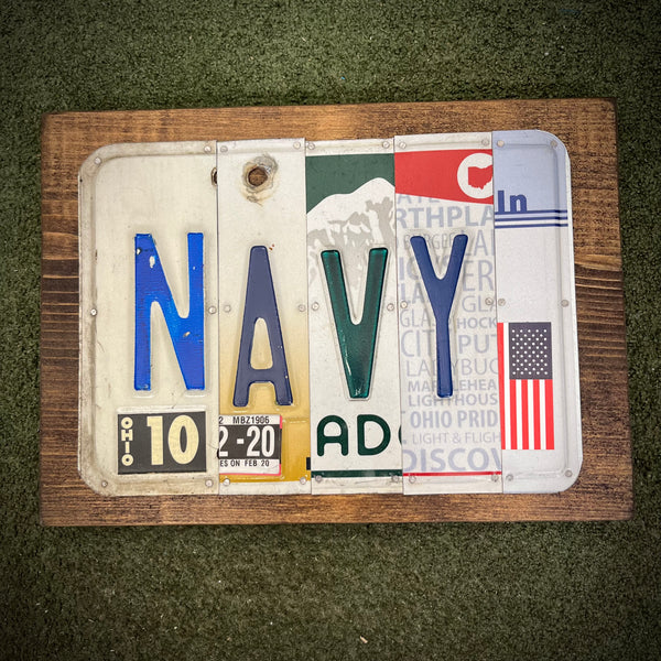Navy License Plate Sign (version Black 2-20)