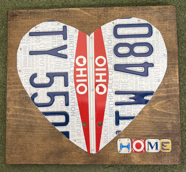 Home is Where the Heart is License Plate Sign (version Ohio home)