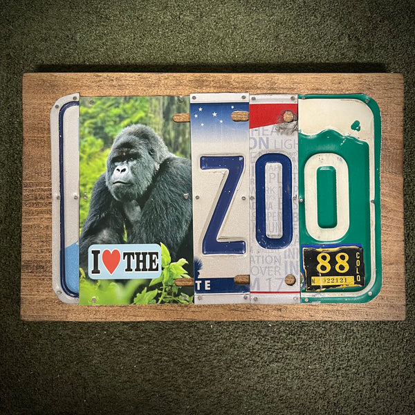 I Love the Zoo License Plate Sign (version Gorilla black 88)