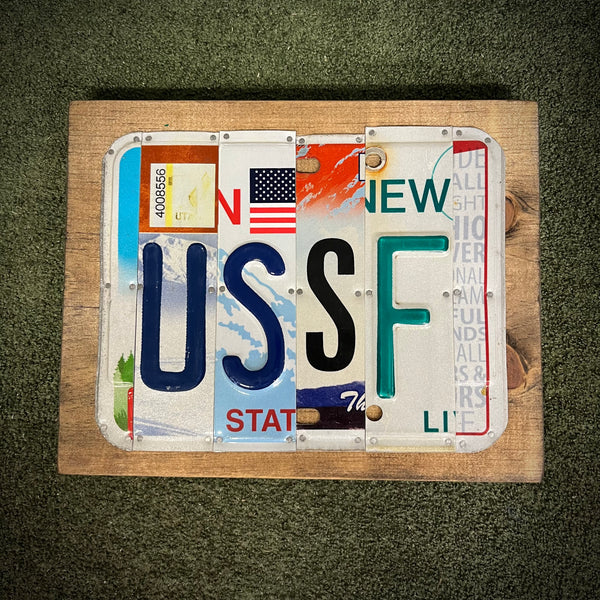 USSF License Plate Sign (version blue mountain)