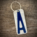 Blue License plate letter keychain