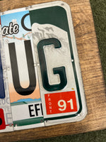 Hug License Plate Sign (version 92 red)
