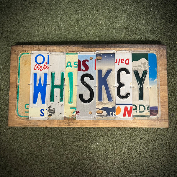 Whiskey License Plate Sign (version mountain night)