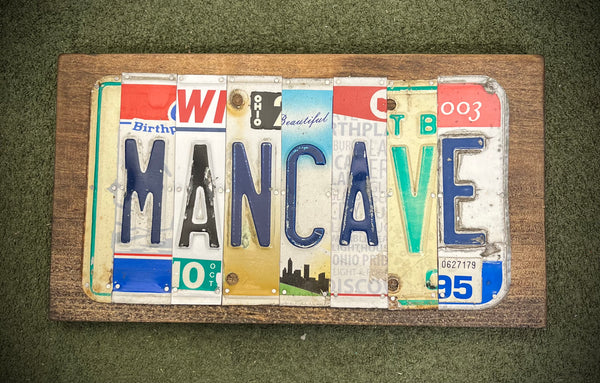 Mancave License Plate Sign (version green v)
