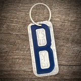 Blue License plate letter keychain