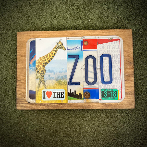 I Love the Zoo License Plate Sign  (version Giraffe green 3-18)