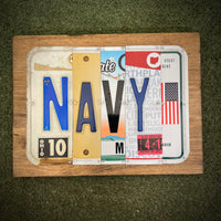 Navy License Plate Sign Pink (version 4-1 pink)