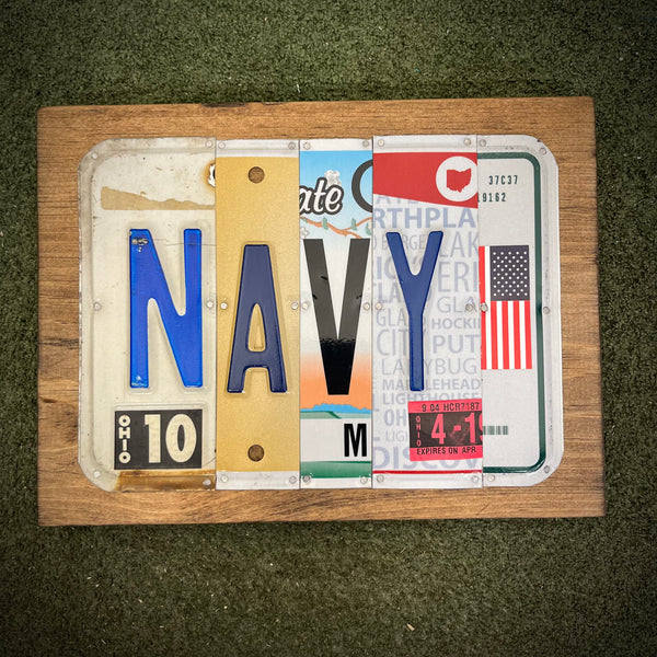 Navy License Plate Sign Pink (version 4-1 pink)
