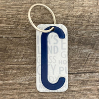 Blue License plate letter keychain