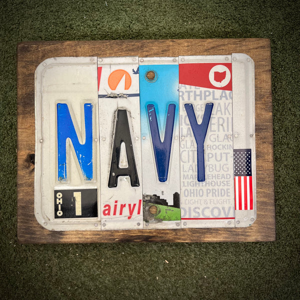 Navy License Plate Sign (version Ohio 1)