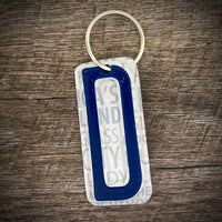 Blue License plate letter keychain