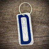 Blue License plate letter keychain