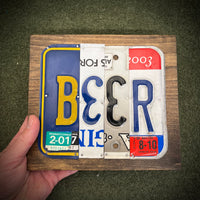 Beer License Plate Sign (version 8-10 pink)