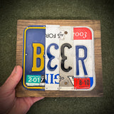 Beer License Plate Sign (version 8-10 pink)