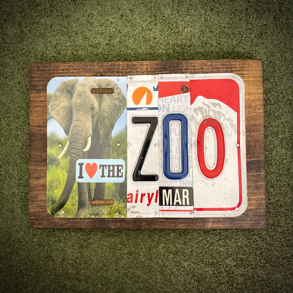 I Love the Zoo License Plate Sign (version Elephant March black)