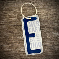 Blue License plate letter keychain