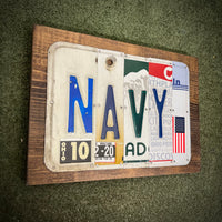 Navy License Plate Sign (version Black 2-20)