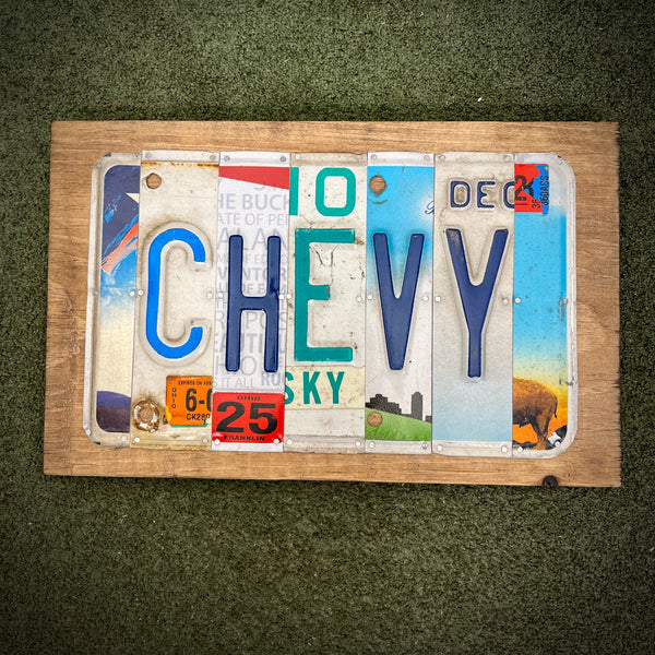 Chevy License Plate Sign (version red 25)
