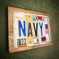 Navy License Plate Sign Pink (version 4-1 pink)