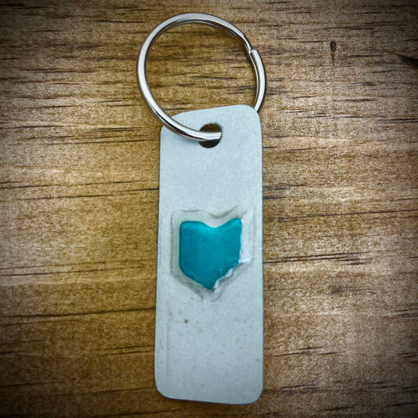 Green Ohio map License plate keychain