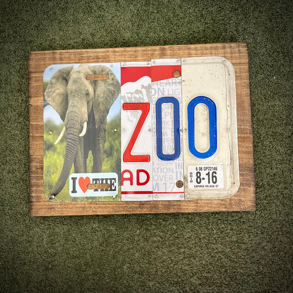 I Love the Zoo License Plate Sign (version elephant white 8-16)