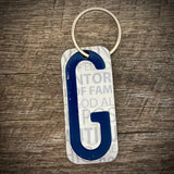 Blue License plate letter keychain