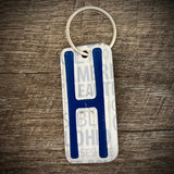 Blue License plate letter keychain