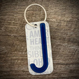Blue License plate letter keychain
