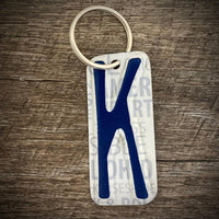 Blue License plate letter keychain