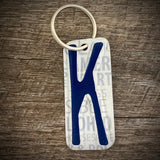Blue License plate letter keychain