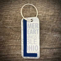 Blue License plate letter keychain