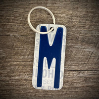 Blue License plate letter keychain