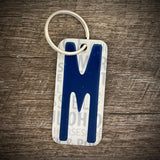 Blue License plate letter keychain