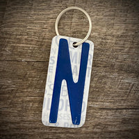 Blue License plate letter keychain