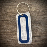 Blue License plate letter keychain