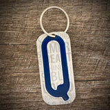 Blue License plate letter keychain