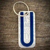 Blue License plate letter keychain