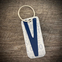Blue License plate letter keychain